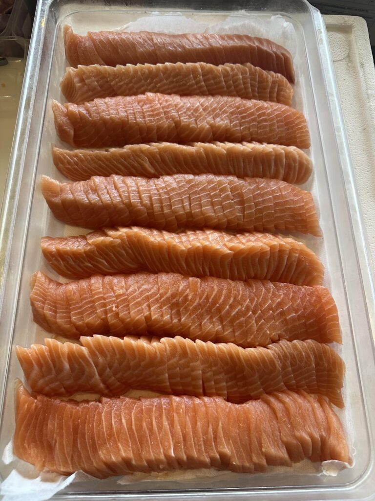 Which one will you choose? Tray full of salmon , kingfish , tuna or nigiri slices??