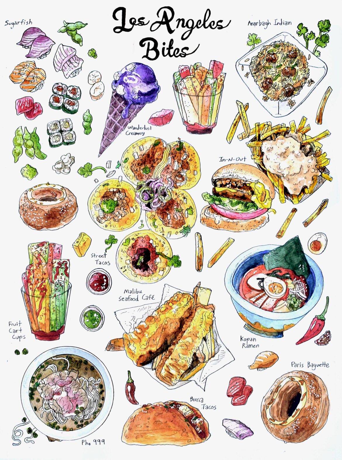 I paint collections of food and wanted to share one of my latest LA compilations!