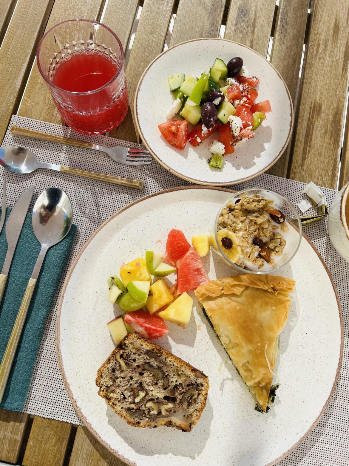 Full vegan breakfast in Santorini, Greece
