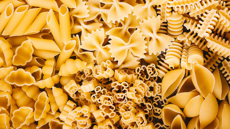 Variety of dried pastas