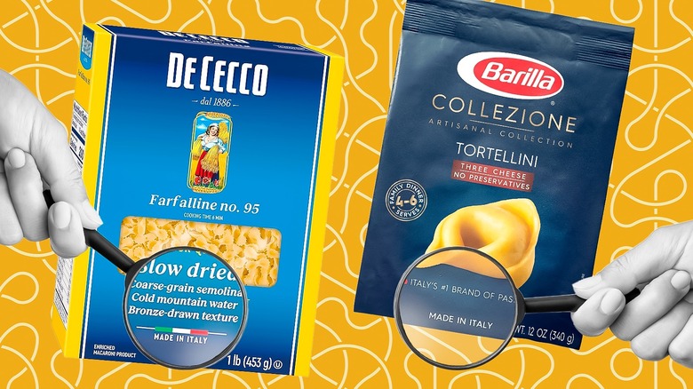 A closer look at boxes of store-bought pasta
