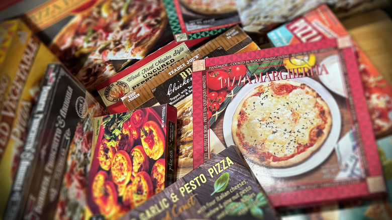 Various boxed pizzas from Trader Joe's