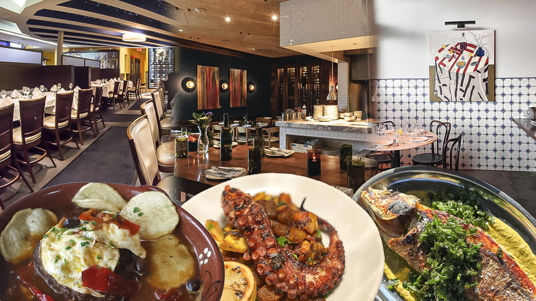 A collage of various Portuguese dishes and restaurants