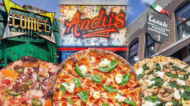 Three pizzas in front of DC restaurants