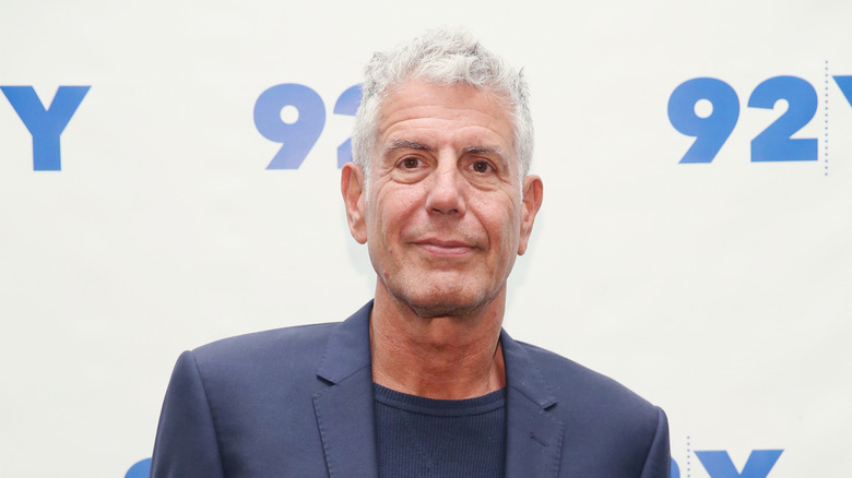 Anthony Bourdain wearing blue blazer