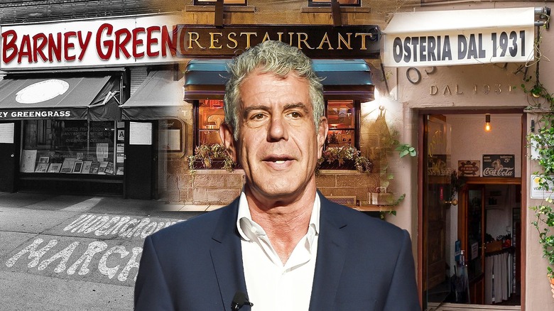 Anthony Bourdain with various restaurants