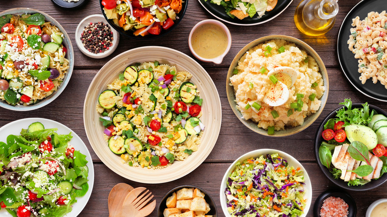 bowls of various summer salads