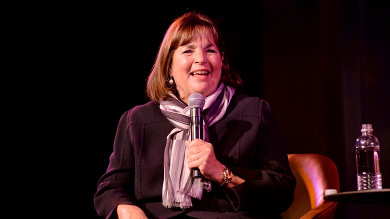 Ina Garten speaking into a microphone onstage
