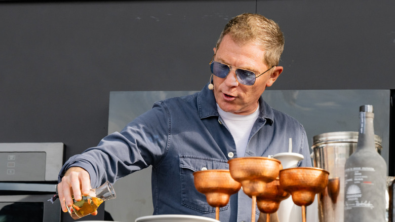 Bobby Flay giving a cooking demonstration