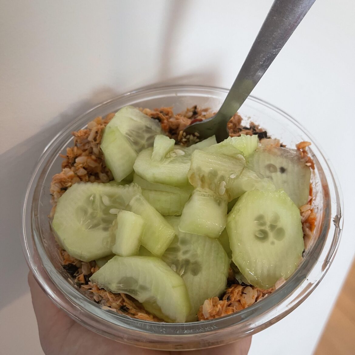 Marinated cucumber & tuna bowl