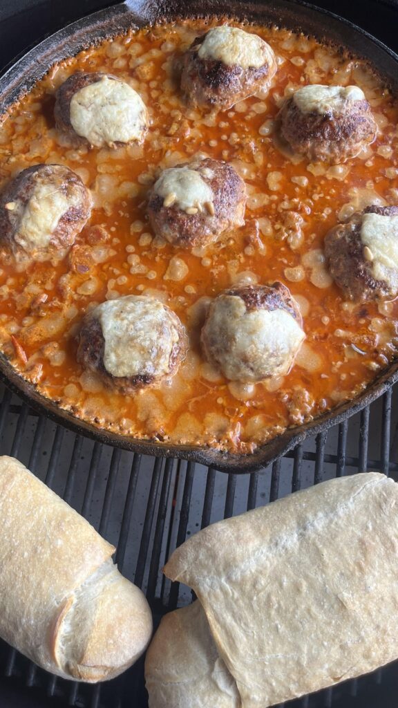 Tuscan-style meatballs, slow-cooked in my kamado grill – pure comfort food with a taste of Italy.
