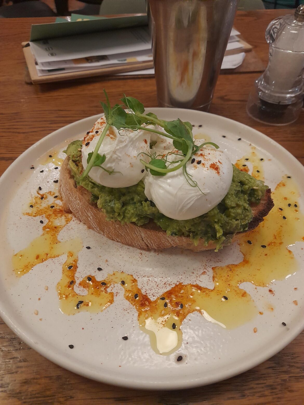 Avocado and eggs on toast at the Bear, Derby
