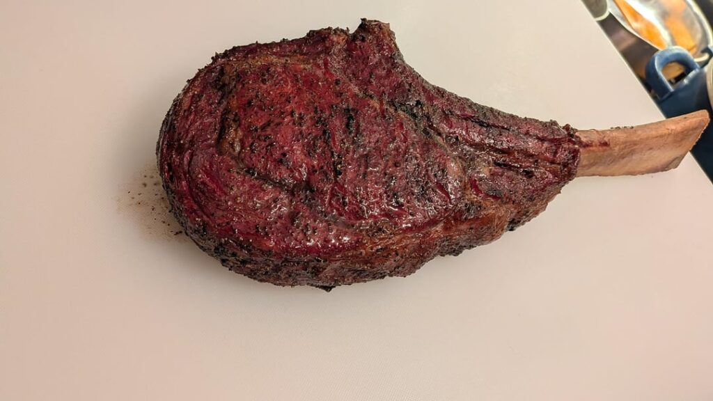 Smoked then seared tomahawk.