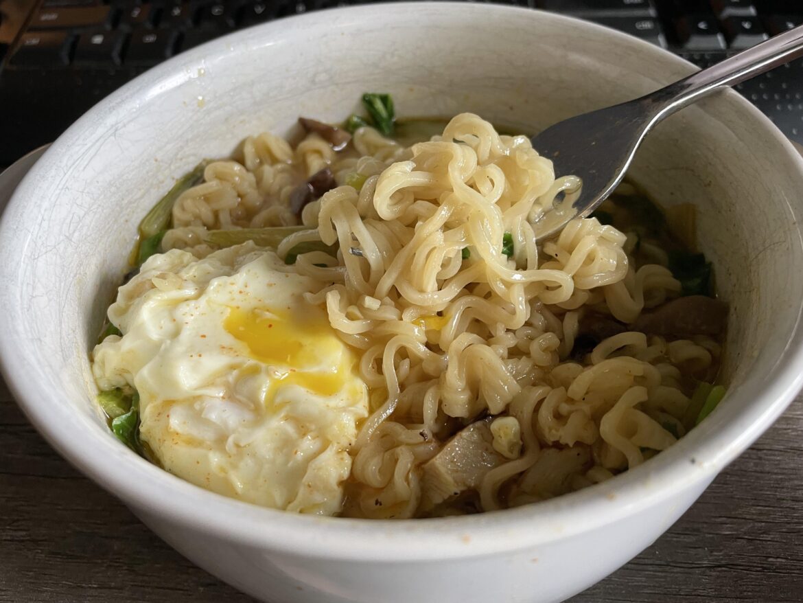 Elevating my ramen game with a poached egg