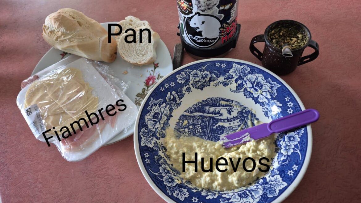 Today quick and simple eggs, cold cuts and mate