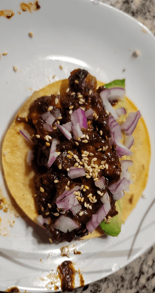 Home made mole tacos