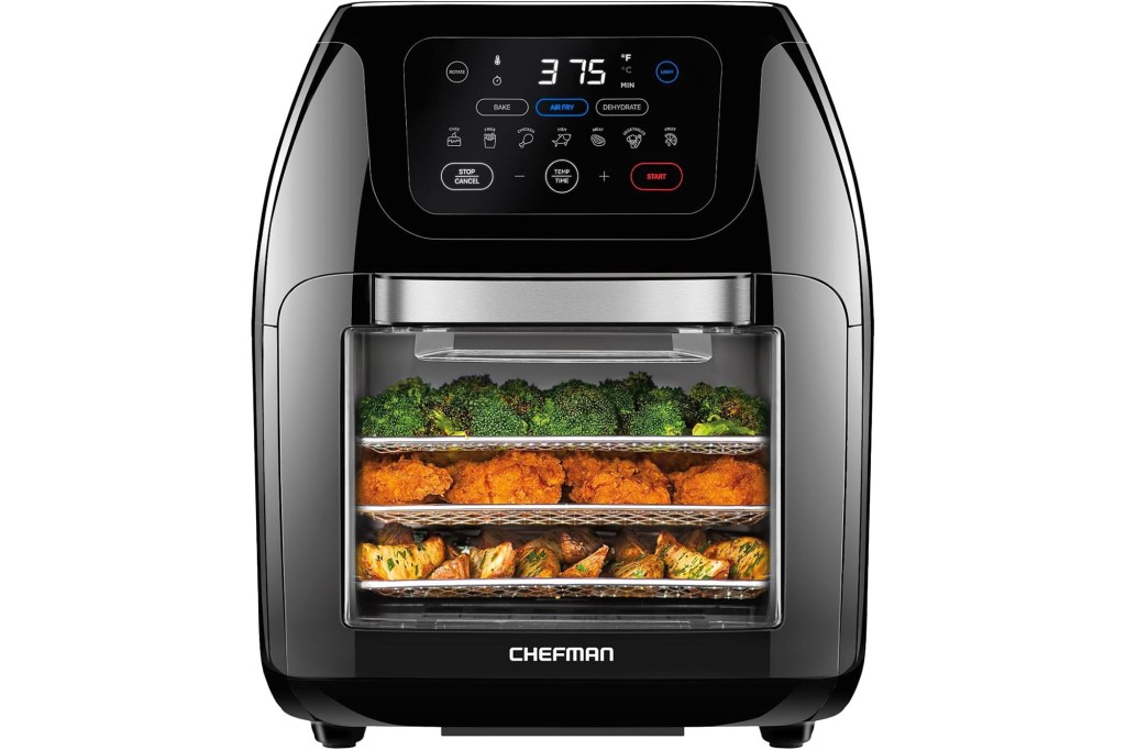 CHEFMAN Multifunctional Digital Air Fryer+ Rotisserie, Dehydrator, Convection Oven, 17 Touch Screen Presets Fry, Roast, Dehydrate, Bake, XL 10L Family Size,...