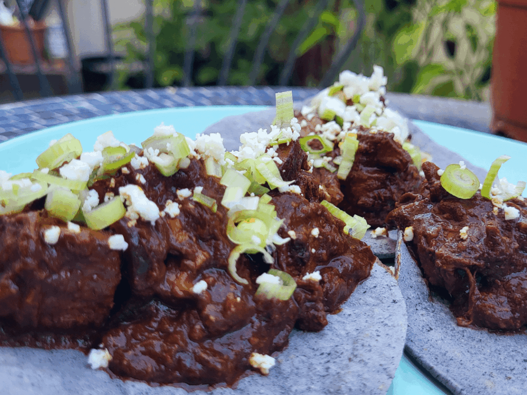 Smoked then Braised in Chile Pasilla Pork Tacos