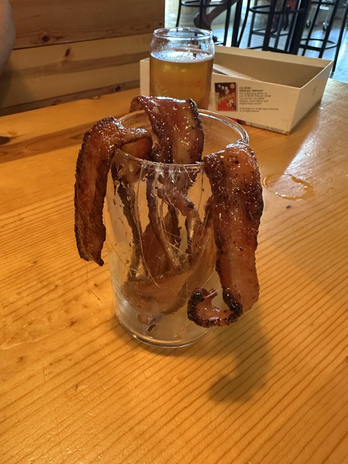 Super convenient to collect all the bacon grease to slurp down for dessert.