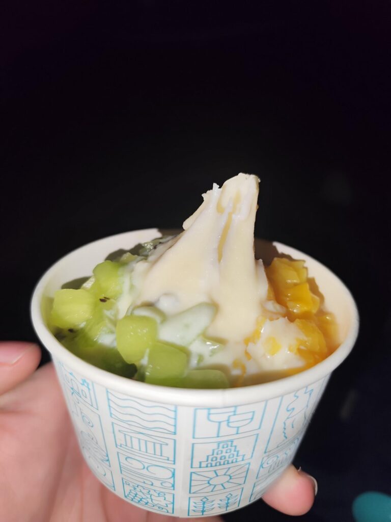 Yogurt ice cream with fruit. Rate it