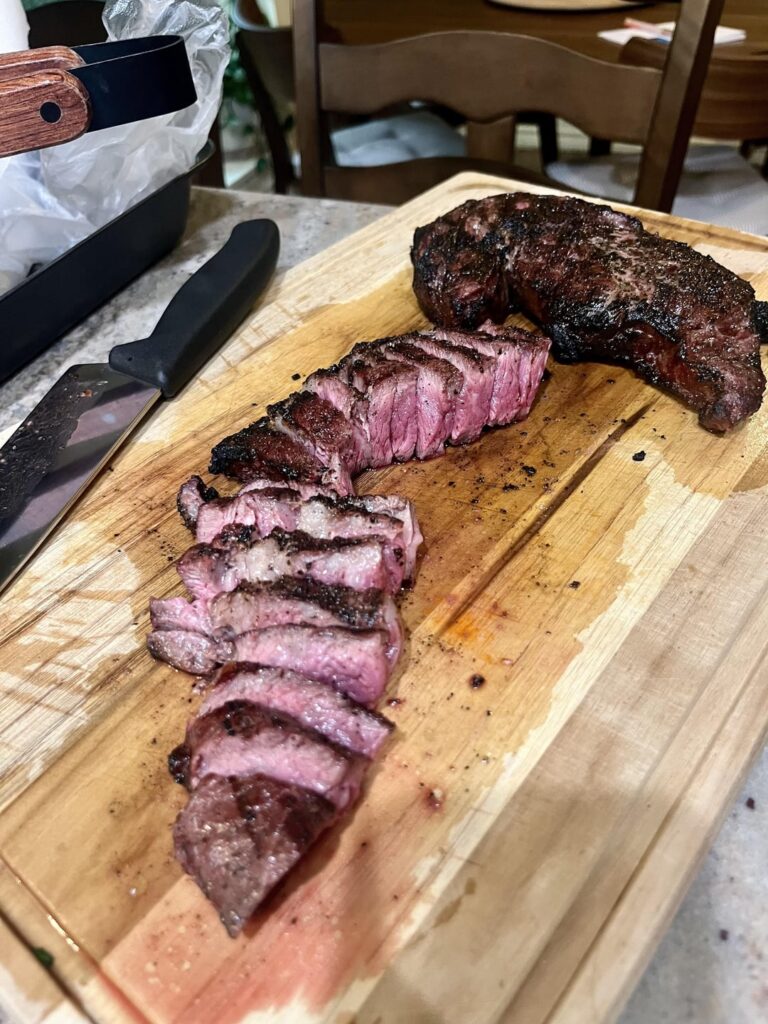 Went for a medium rare ribeye over charcoal, how’d I do?