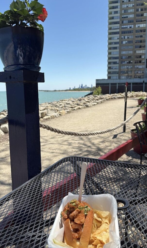 Waterfront cafe is open! Shrimp roll was delicious, even while wearing a winter coat