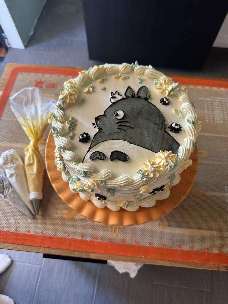 I made a Totoro cake for my Studio Ghibli obsessed 15 (AHHH) year old’s birthday