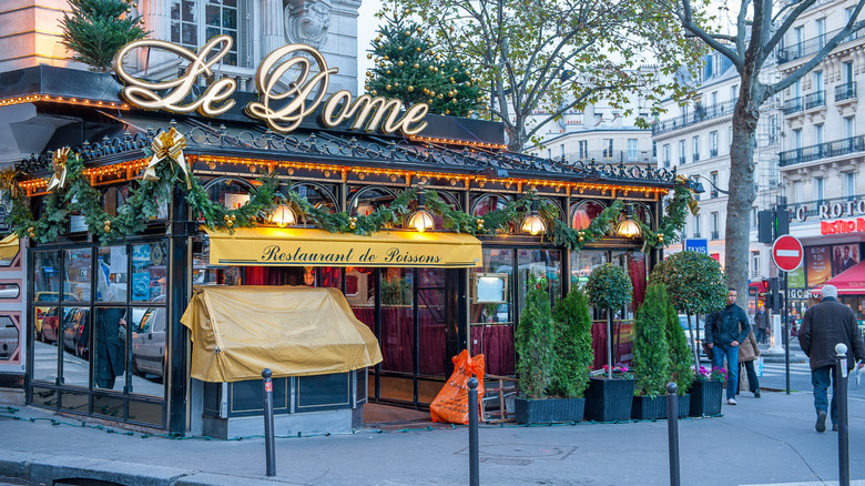 The exterior of Le Dôme Café in Paris, France