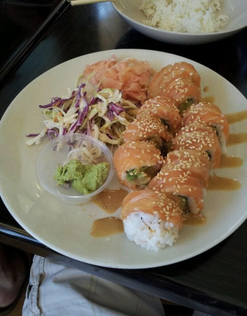 How many calories do you think in this sushi roll?