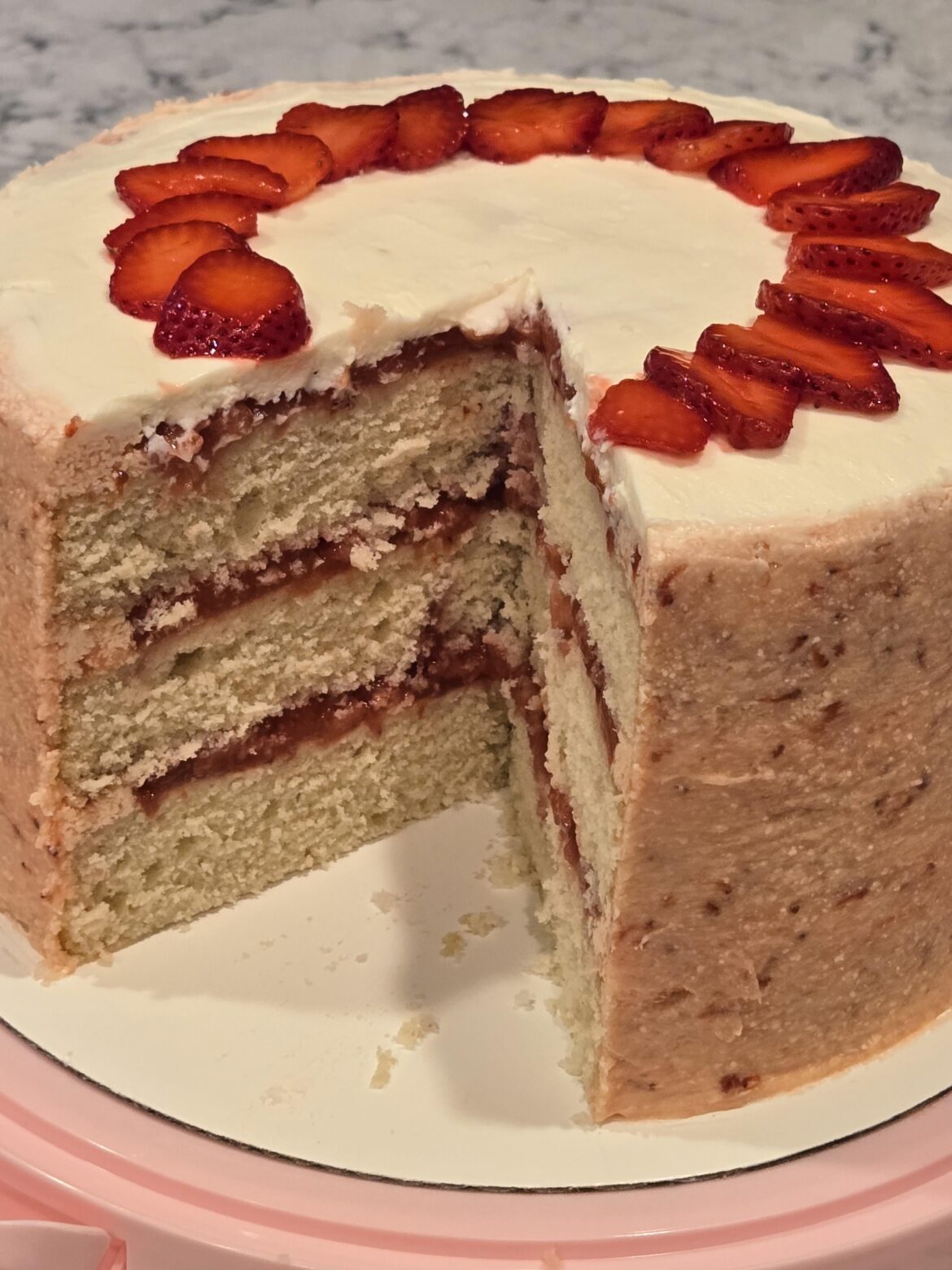 White cake with strawberries