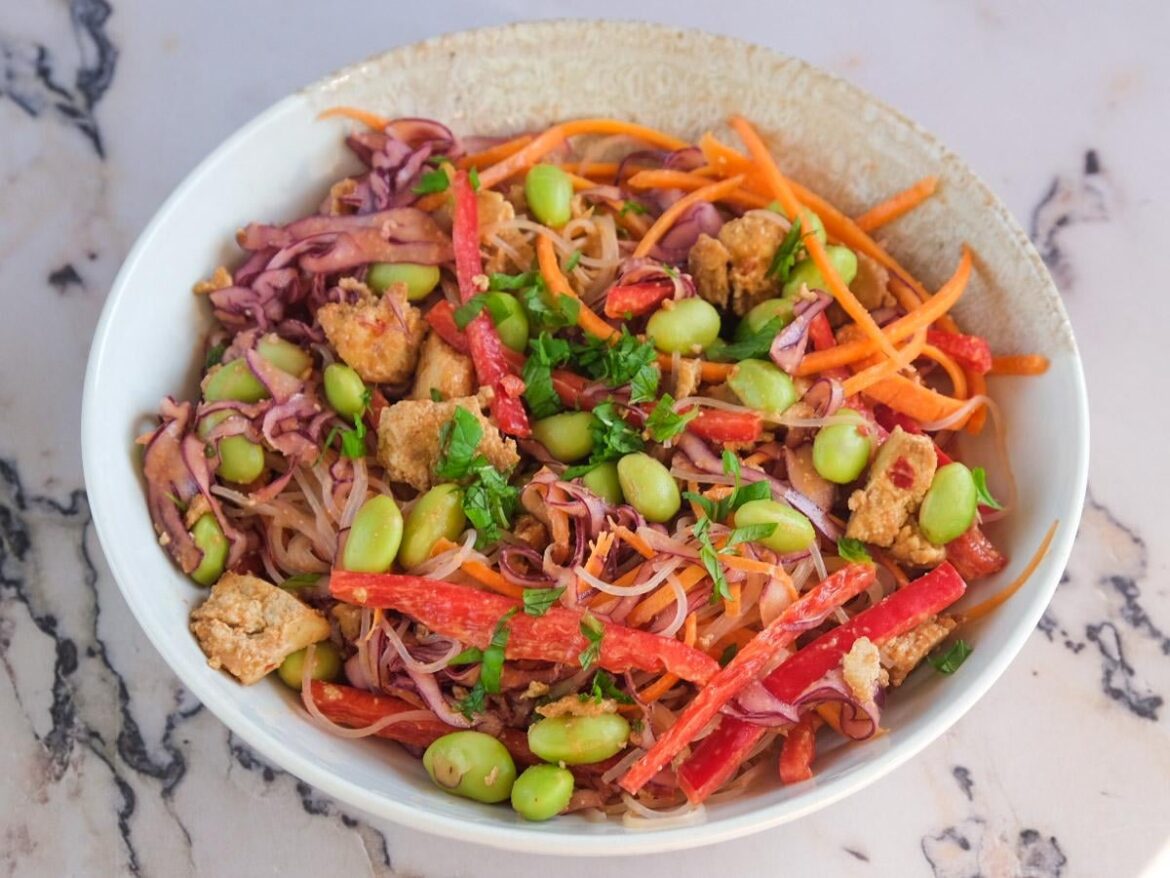 Easy High-Protein Glass Noodle Salad with Shredded Tofu