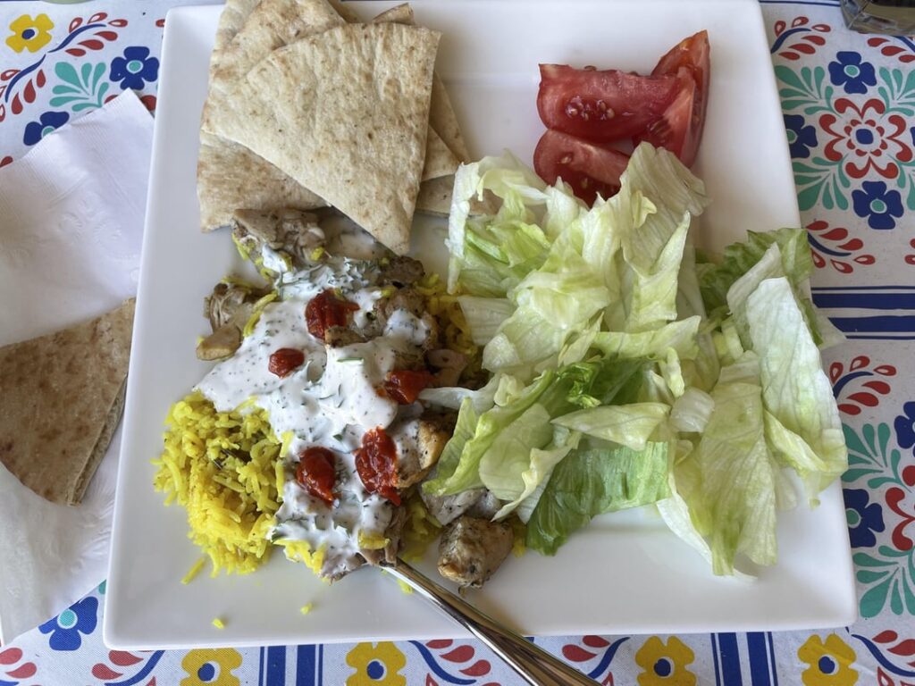 Halal Cart-Style Chicken and Rice With White Sauce