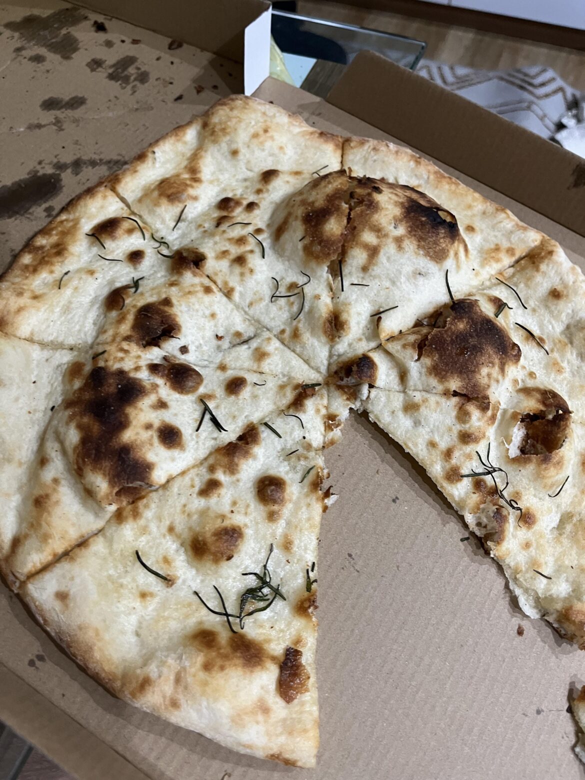 A nothing pizza. foccacia rosmarino sounded dope😌