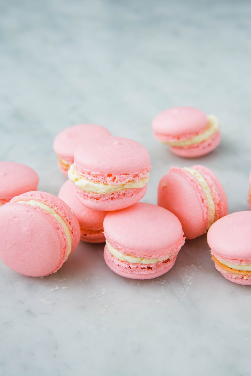 pink french macarons