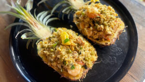 rice in pineapple