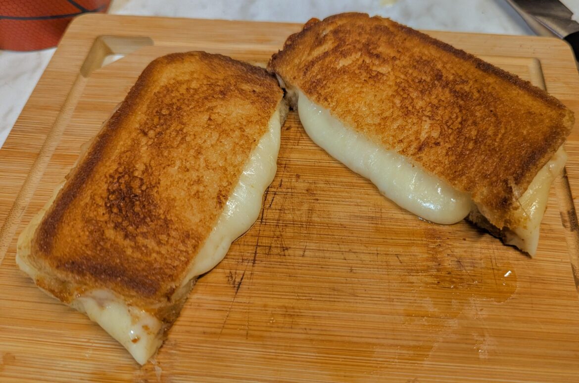 Low and slow. Swiss and Muenster on white with a thin layer of mayo to toast