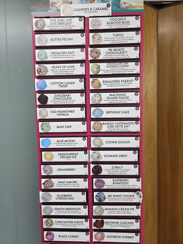 I love having an ice cream shop a block from my house with this variety.