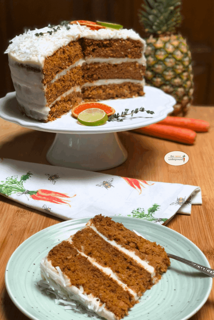Vegan Pineapple Carrot Cake 🥕with cream cheese frosting