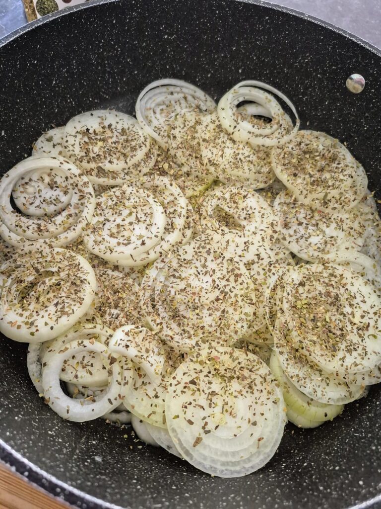 Onion-heavy "ratatouille" pasta