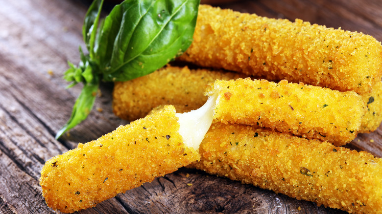 Closeup of mozzarella sticks