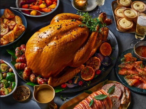Tesco Christmas food spread.