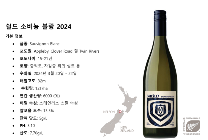 Shield Sauvignon Blanc 2024. Nihon Shue Korea