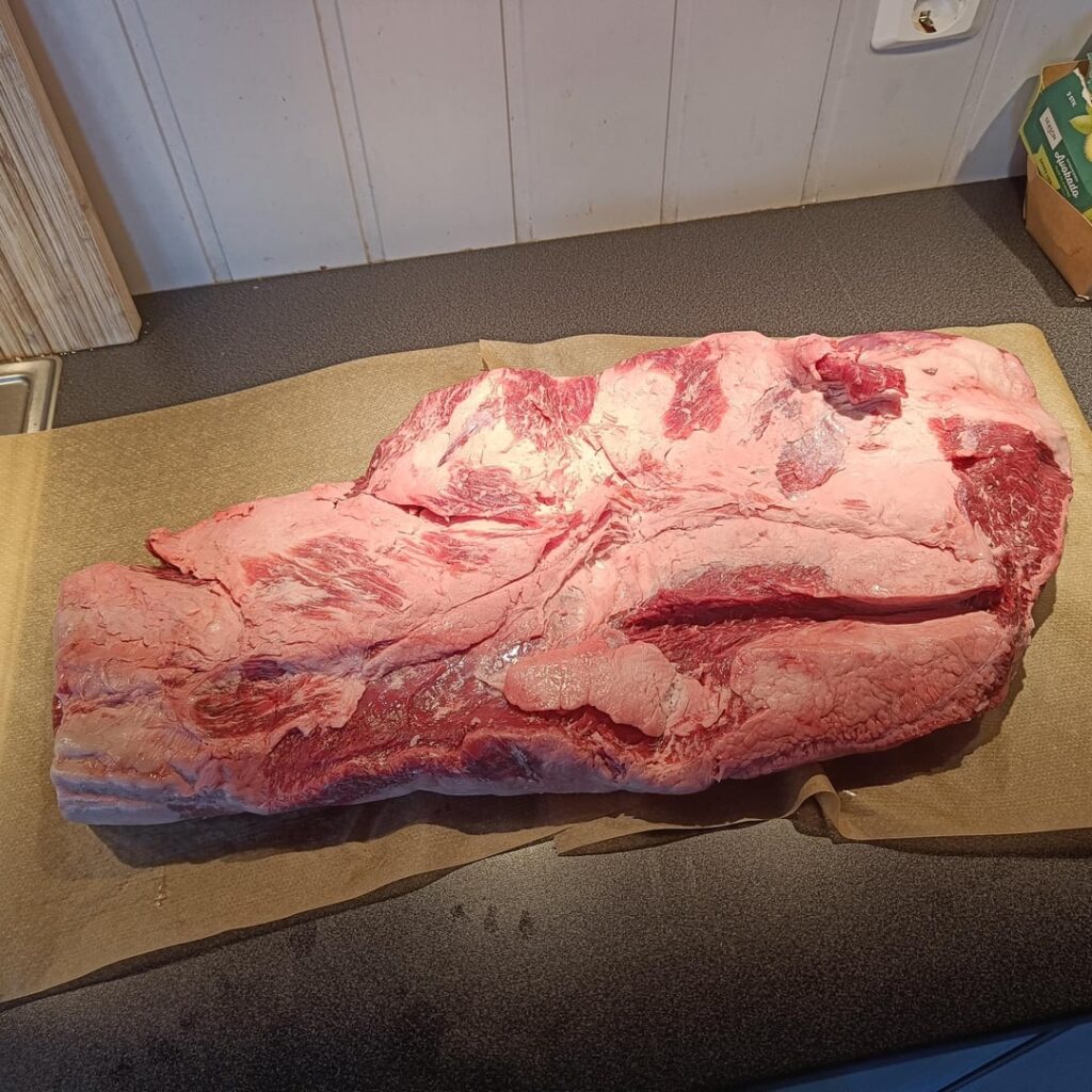 Wagyu brisket straight out of the pack