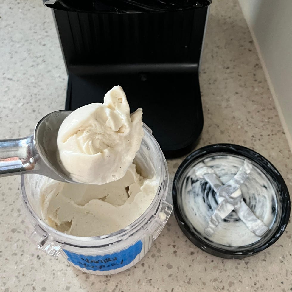 vanilla frozen yogurt ninja creami with ice cream scoop