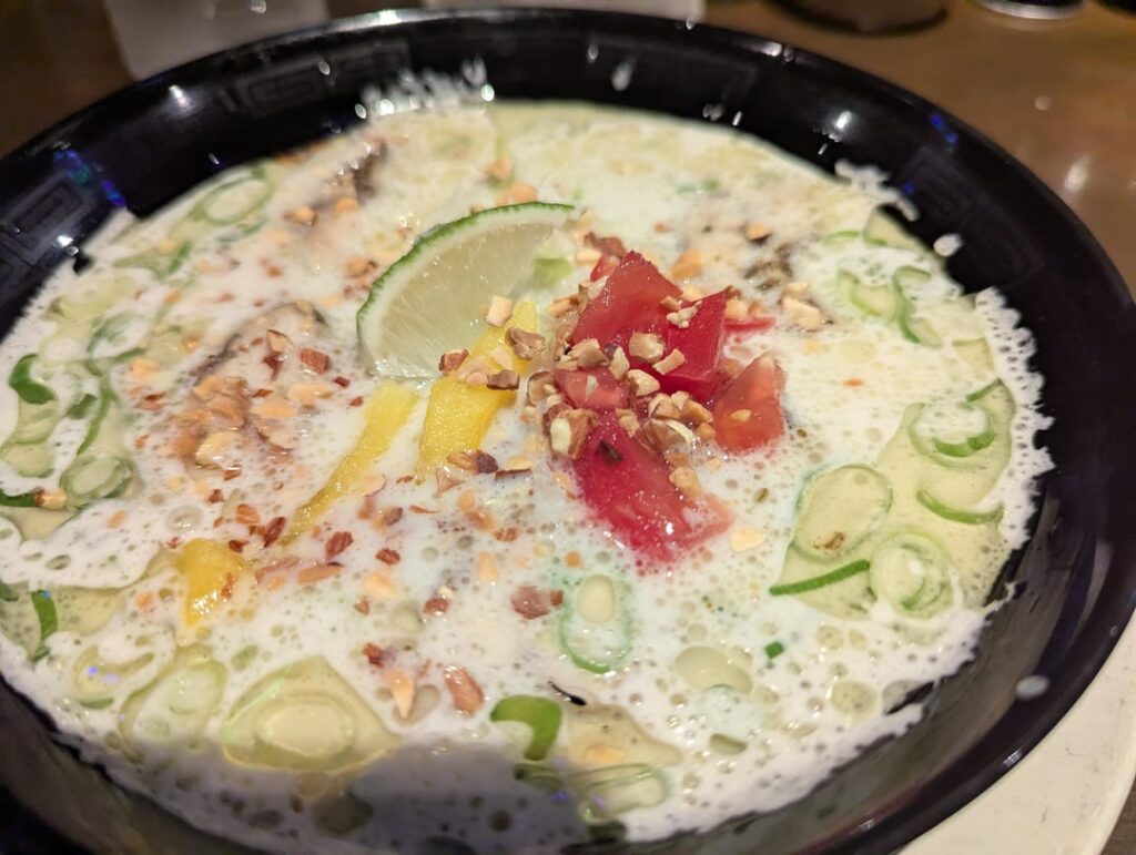 Spicy coconut jerk chicken ramen at Icchan in Kyoto