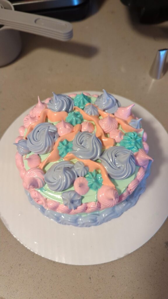 My second attempt at cake decorating using Italian meringue