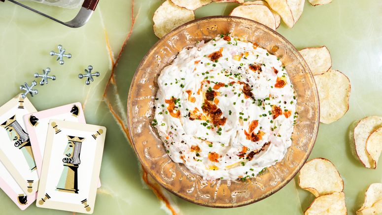 This image may contain Food Bread and Dip