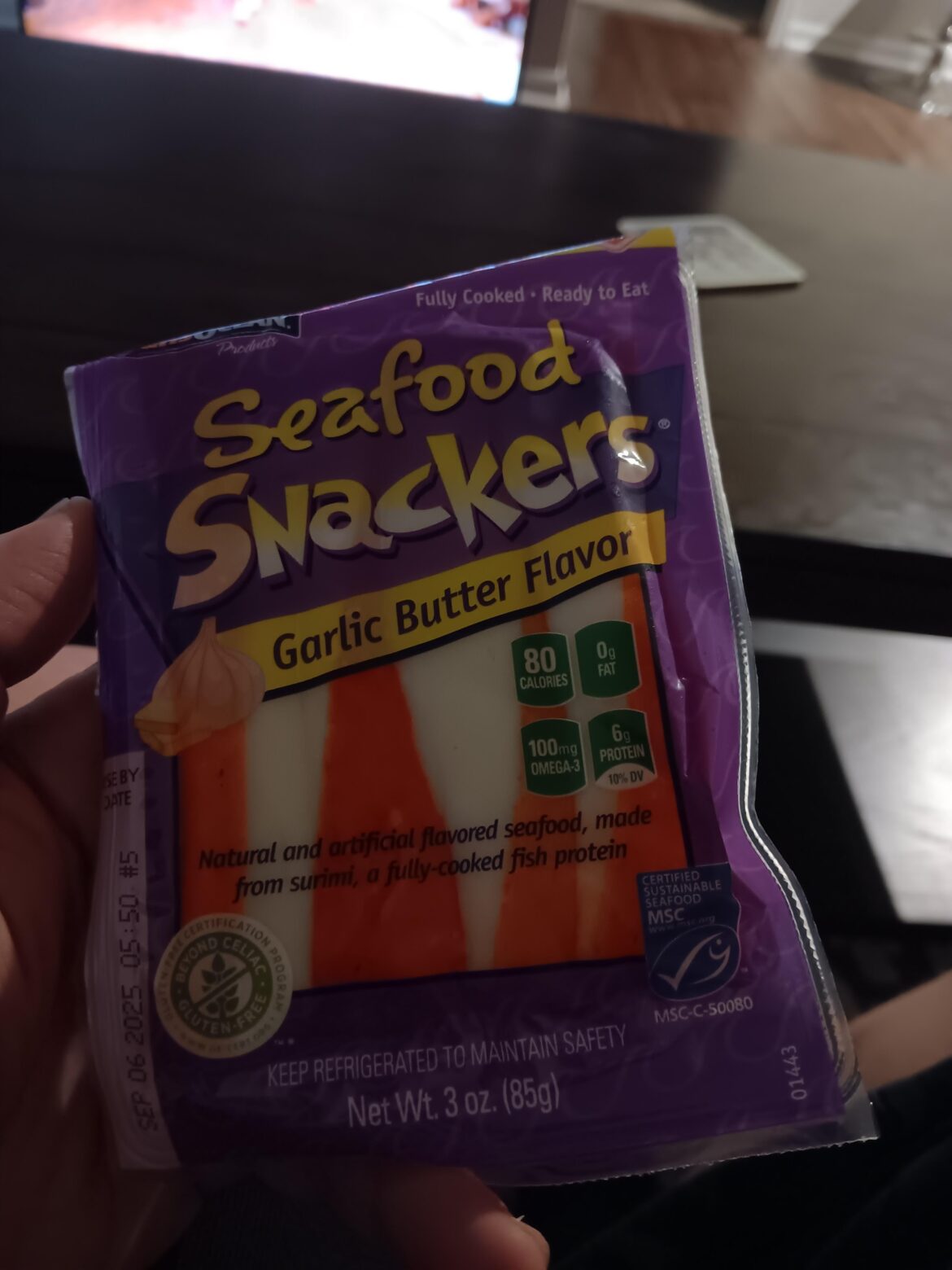 For fans of surimi, this is bull crap. No alleged garlic butter flavor at all.
