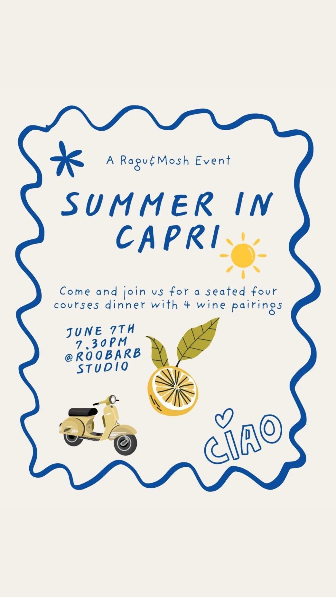 Italian pop up dinner in Venice