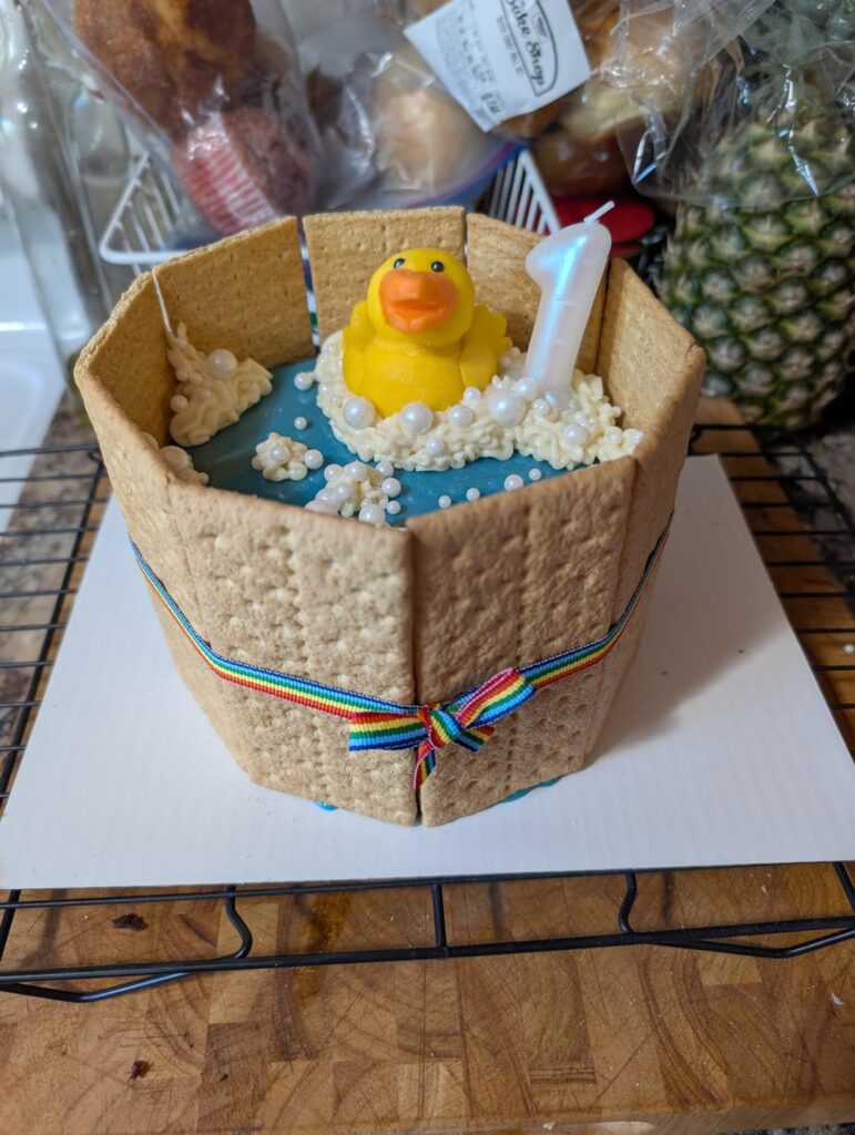 Rubber ducky bubble bath cake for my one year old!